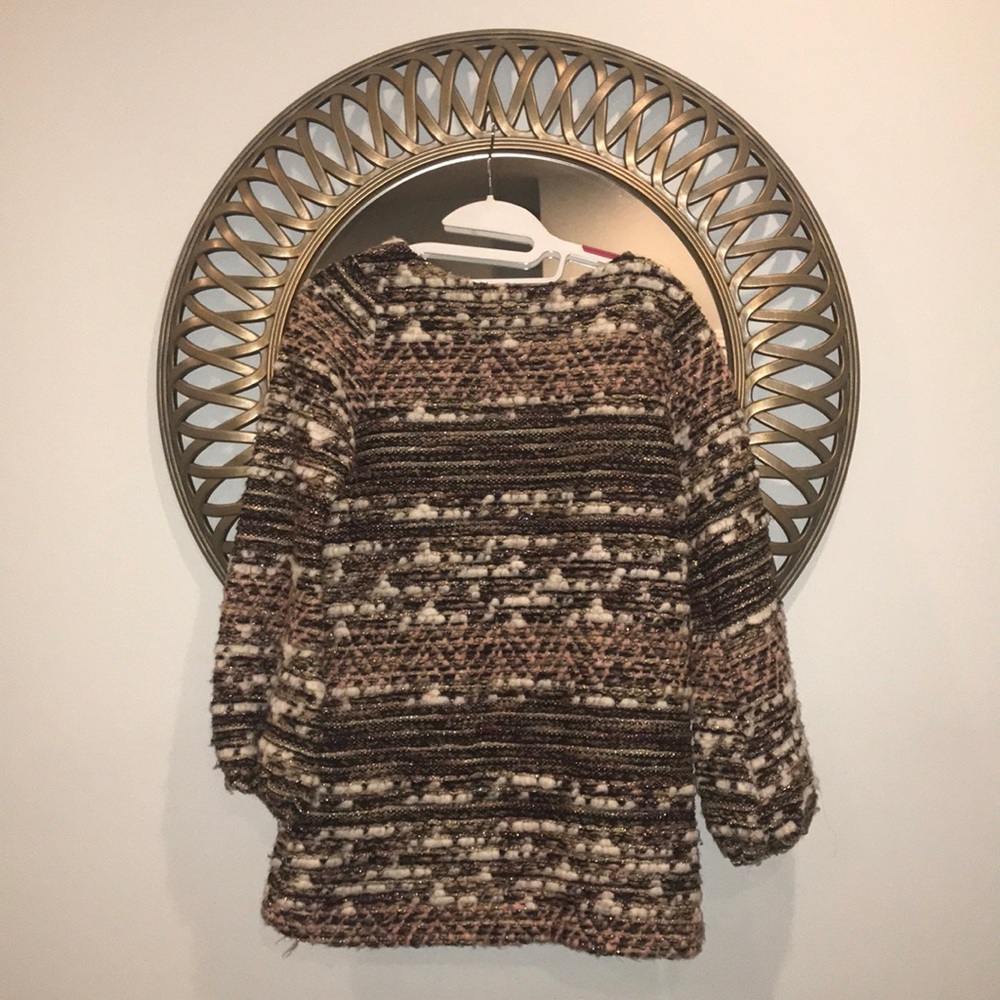Zara Sweater Dress Gold Sparkle Bell Sleeve Small